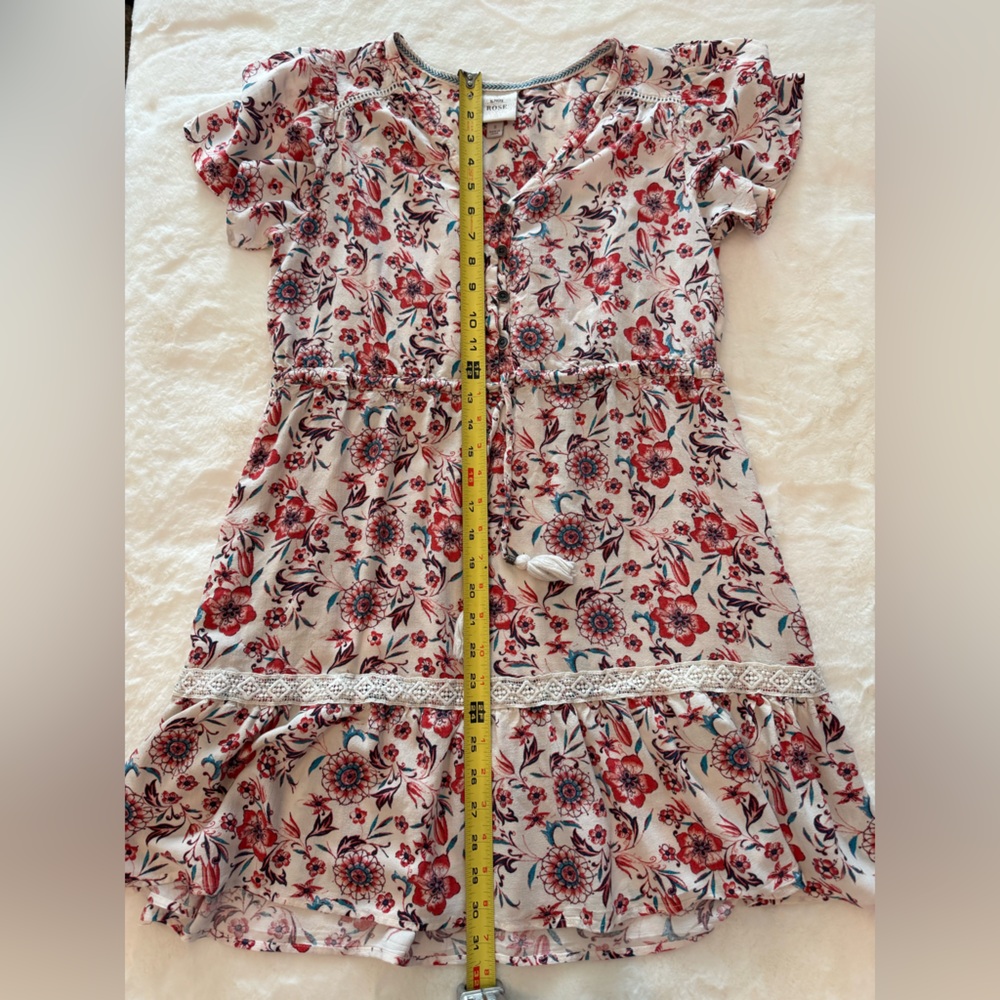 Knox Rose Pale Pink Floral Babydoll Flowy Mini Dress w/ Tie Cinch Waistband - Picture 13 of 14